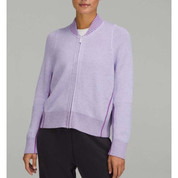 Lululemon Reversible Double-Knit Zip-Up Sweater Faint Lavender Moonlit Magenta 2 - Picture 1 of 10